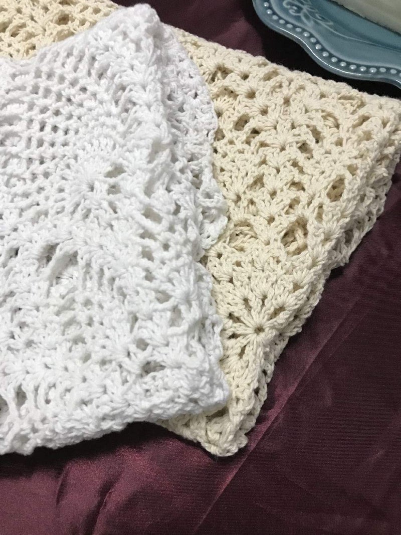Damanni Cotton Handmade Crochet Lace Tablecloth Doilies Doily,Round,White,20 Inch,2PC - Image 5